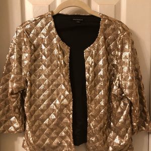 Gold sequin jacket size Large new Diamond pattern sequins. Lite weight